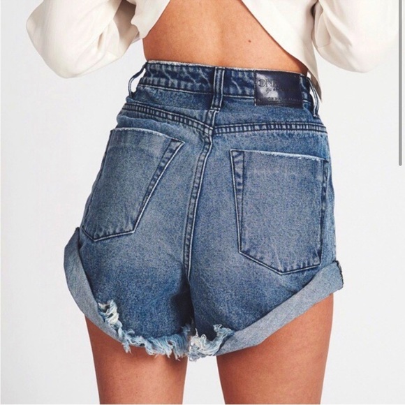 One Teaspoon High Waist Bandit Denim Shorts Size 31 - Picture 3 of 12